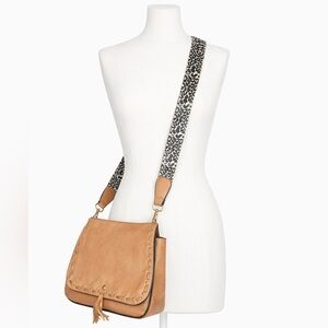 Tan Crossbody Bag w/ Leopard Strap